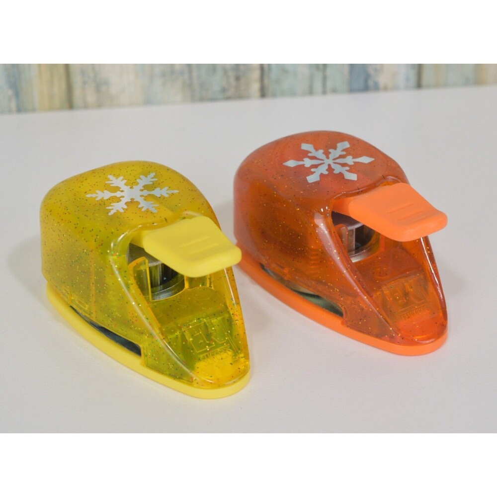 Snowflake Shape Thumb Paper Punches Set o 2 Yellow & Orange EK Success